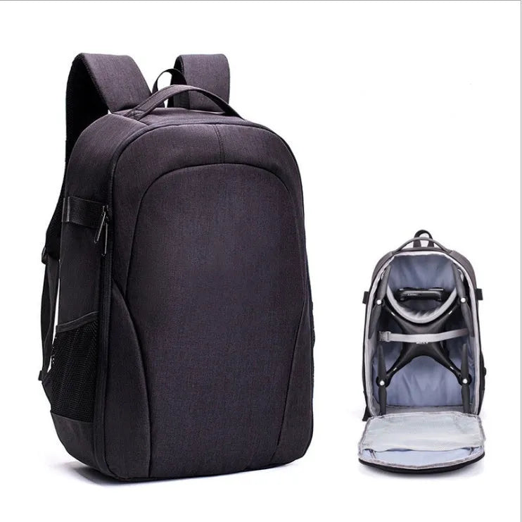 Black UAV waterproof backpack with Oxford cloth construction and multiple internal pockets for drone equipment storage
