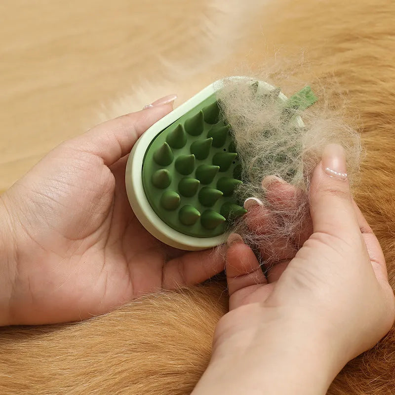 Soft silicone pet hair remover comb with bath massage brush in four colour options for dog grooming