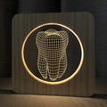 Tooth shaped wooden colour acrylic night lamp with USB cable, 190mm size