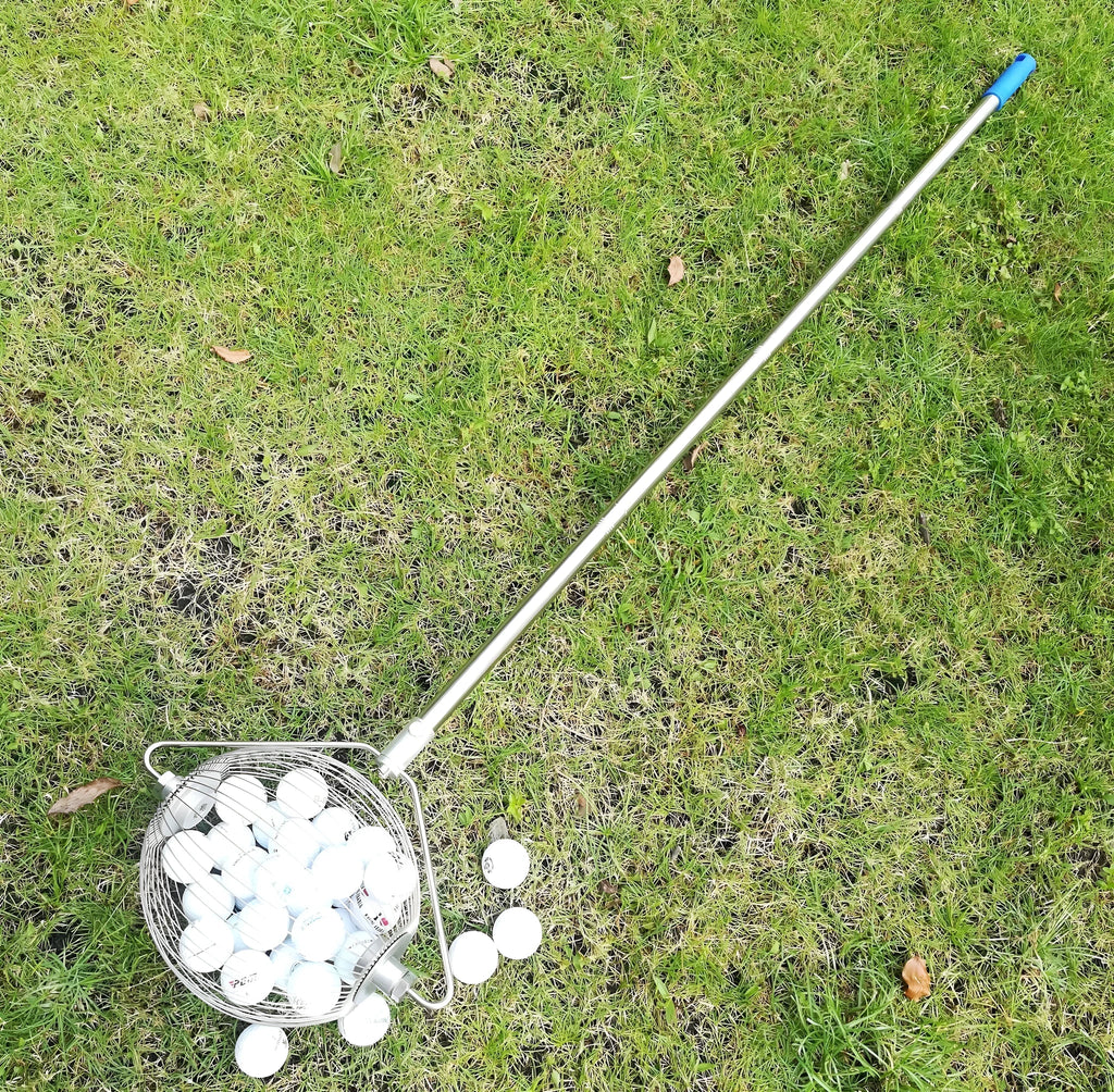 Stainless steel golf ball picker with metallic finish for retrieving golf balls