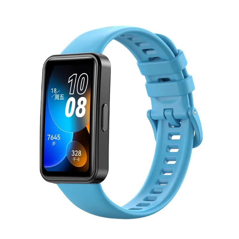 Huawei silicone bracelet watch strap in black, one of eleven colour options