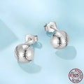 S925 sterling silver baseball stud earrings with polished finish on a plain background