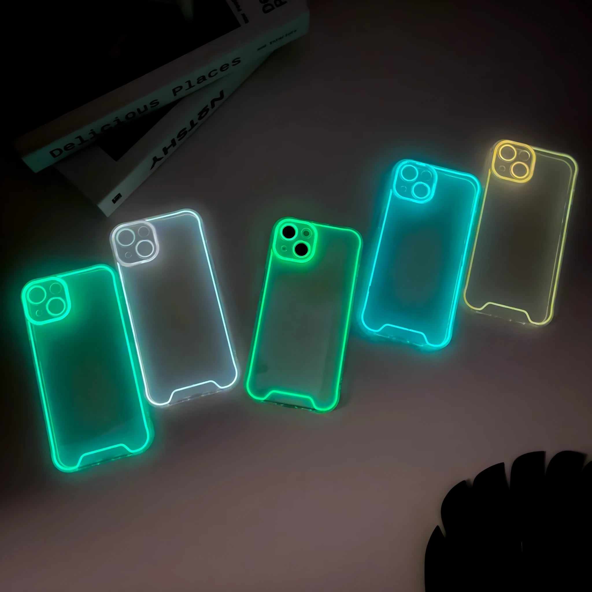 Glow in the dark soft shell TPU phone case for iPhone models in multiple colours