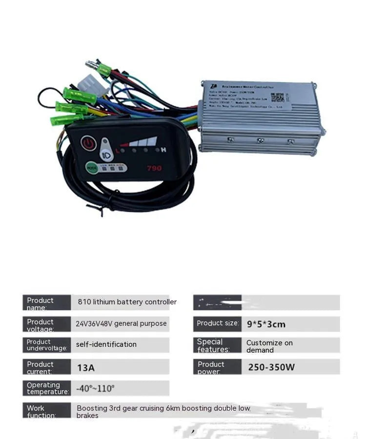 6-tube electric bicycle scooter controller measuring 9x5x3cm for 24V 36V 48V 250-350W systems