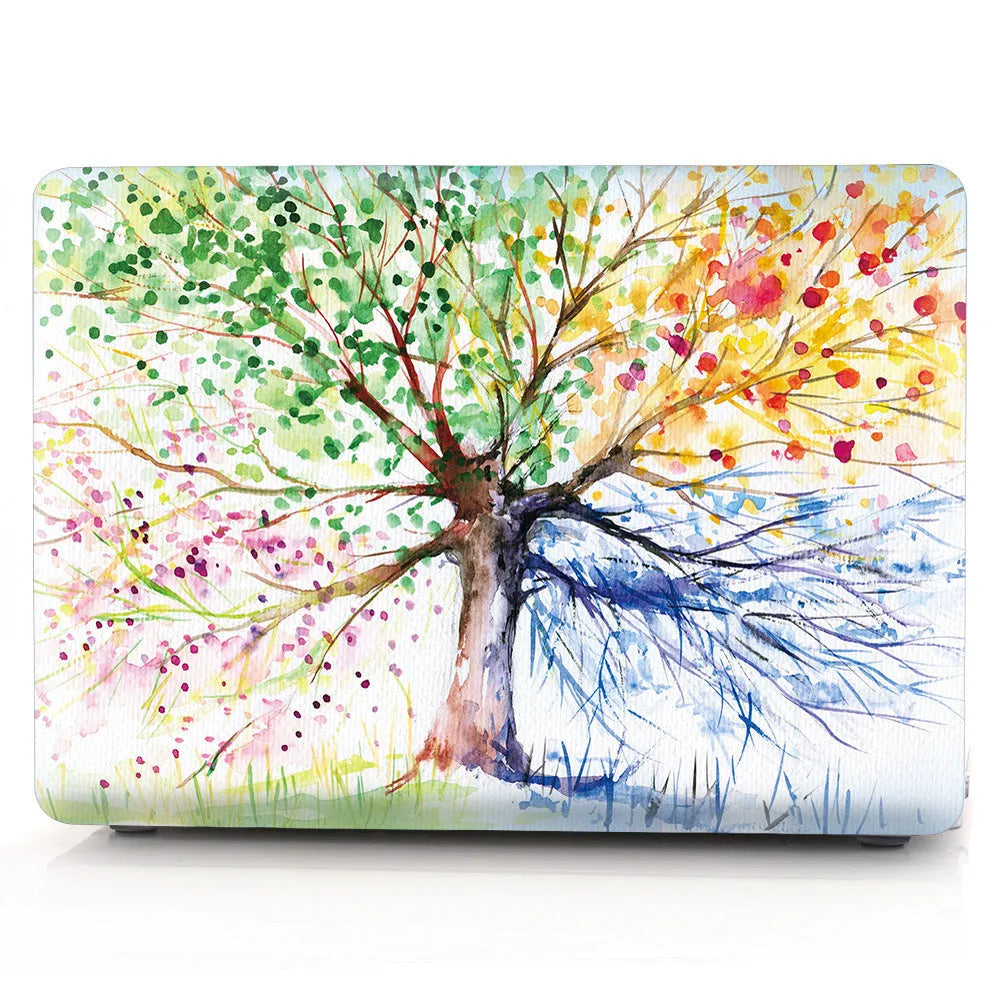 Custom printed transparent plastic protective case for MacBook with black bottom cover option