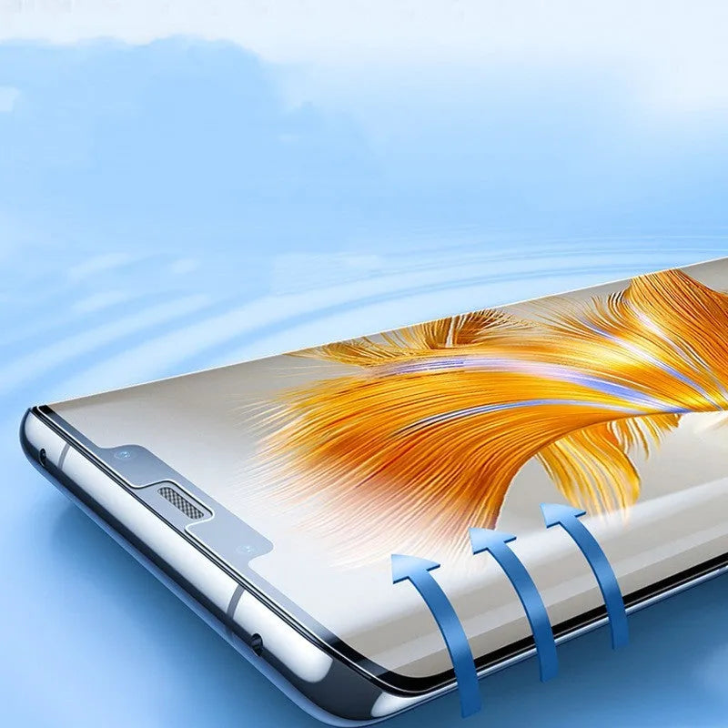 Huawei Mate60 TPU screen protector film with anti-fingerprint coating and installation tools.