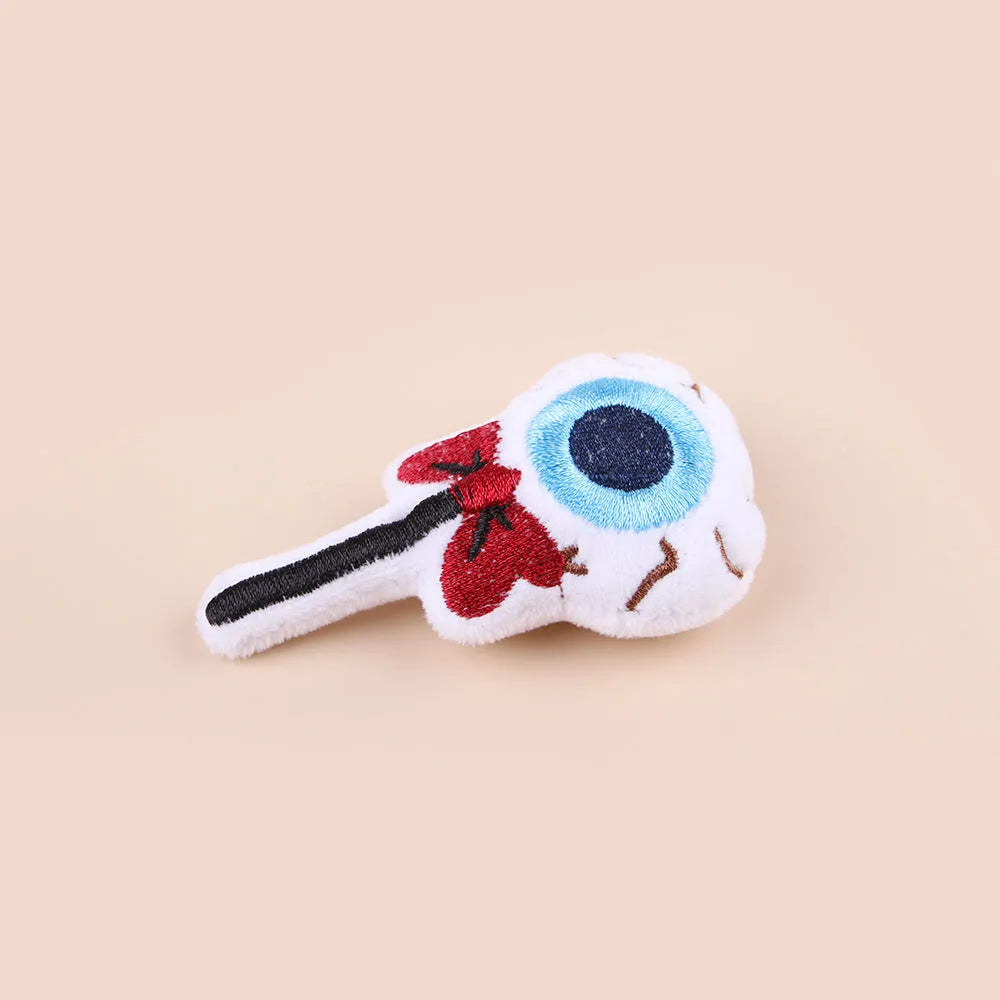 Small plush cat teaser wand toy with candy pattern design for interactive feline play