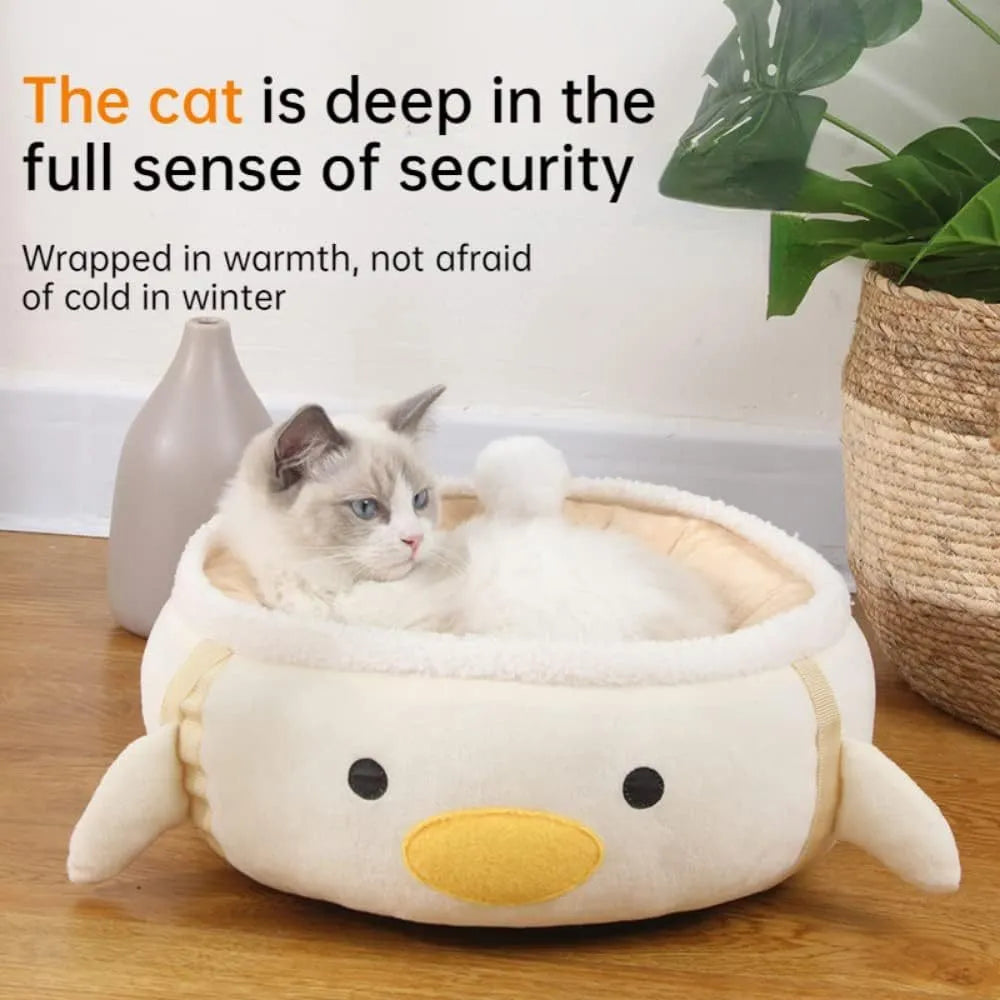 Green chick dinosaur shaped cat bed that converts to hammock with straps