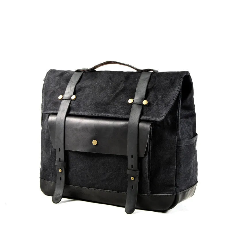Camel Bag Knight cotton messenger bag in retro style with organiser pockets, shown in army green.