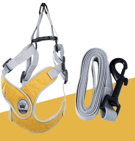 Adjustable dog and cat harness with breathable mesh panels and metal ring attachment