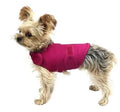 Dog wearing brown cotton anxiety relief tank top for separation anxiety