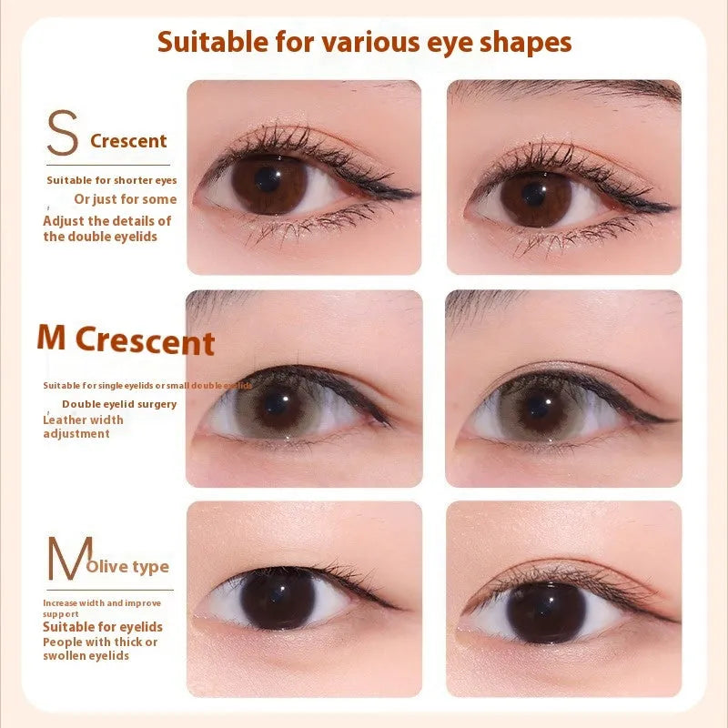 Roll of invisible lace double eyelid stickers in Crescent and Olive shapes, 120 patches.