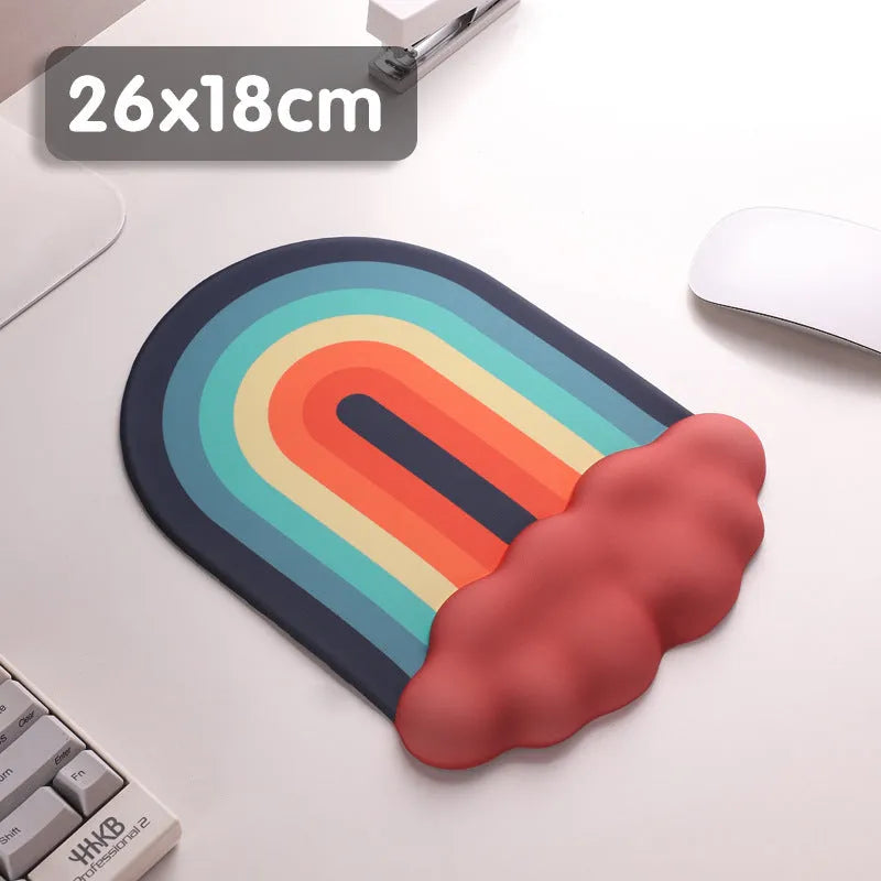 Silicone gel wrist rest mouse pad and matching keyboard support pad with cloud pattern in chosen colour.