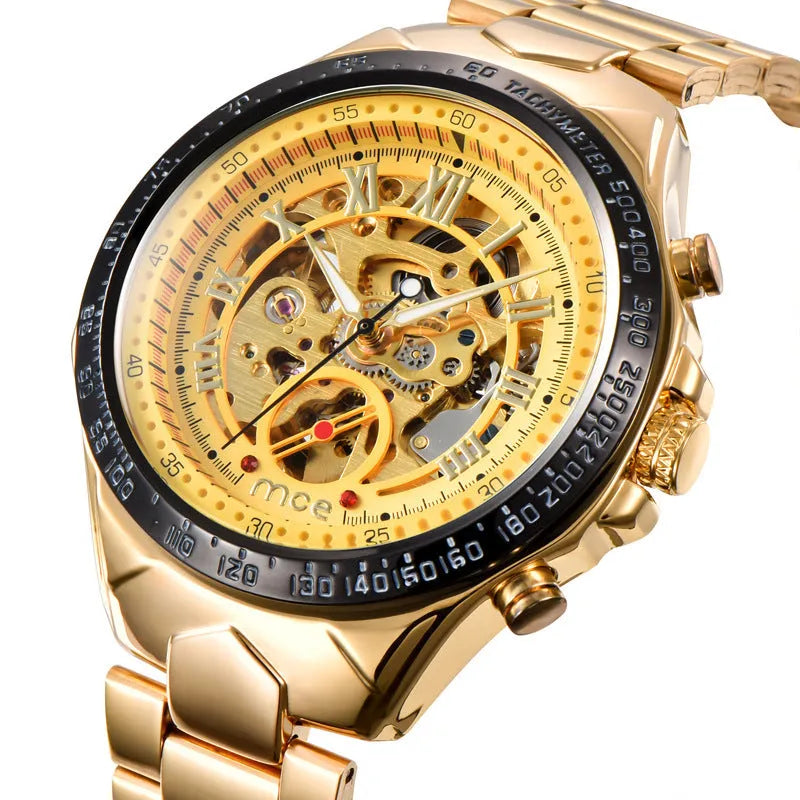 MCE men's mechanical anti-shock explosion-proof watch with luminous hands on dial.