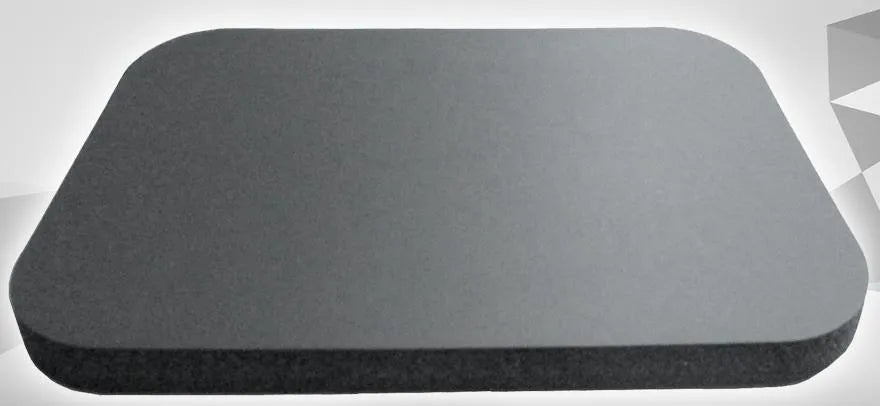 Black yoga knee pad 29x19x1.5cm NBR high density foam on floor with abdominal wheel
