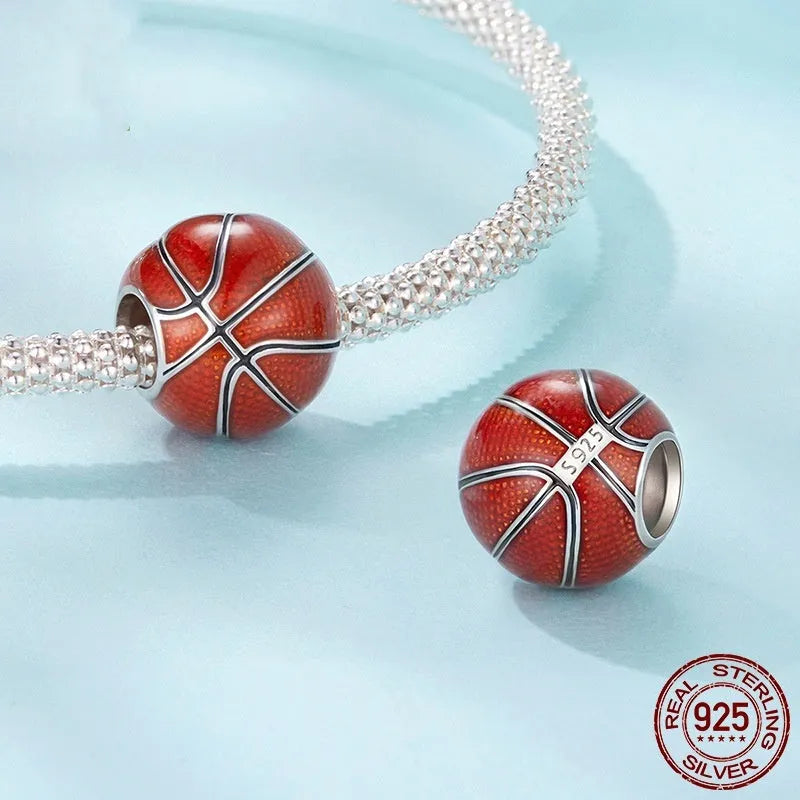 S925 sterling silver basketball bead with drip oil finish, 1.0x0.9 cm size, aperture 0.45 cm
