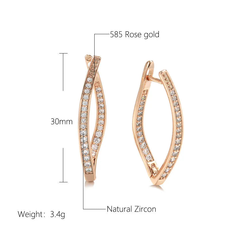 Geometric copper drop earrings with cubic zirconia stones for women, H0493 colour.