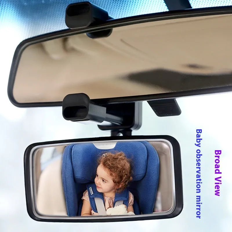 HD curved rearview mirror reflector for car rear seat monitoring, plastic and glass construction