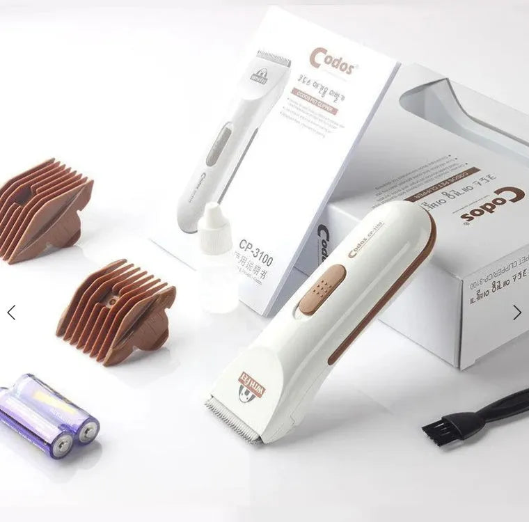 White electric pet clipper with ceramic blade for dog and cat grooming