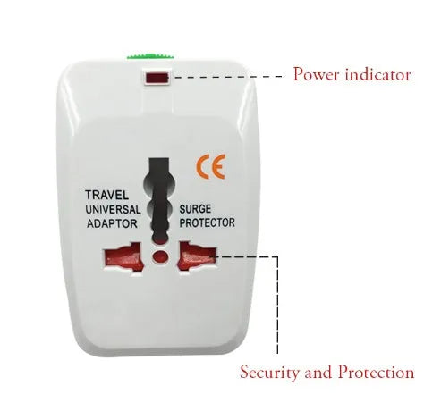 Universal travel plug adapter with USB port for international mobile charging