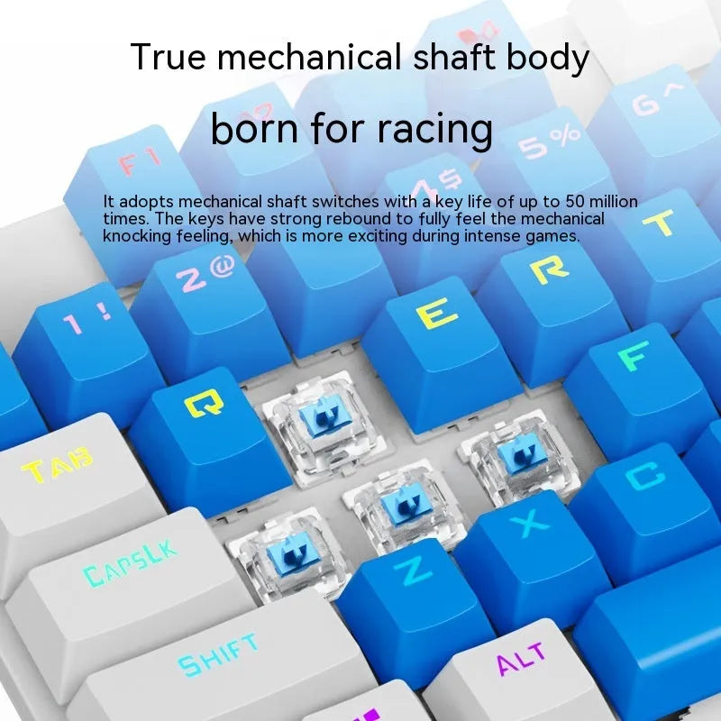 K87 mechanical keyboard in selected colour with green or red switches and metal case