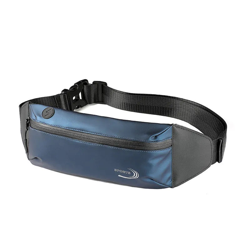 Men's solid colour waterproof polyester sports waist bag shown in grey.