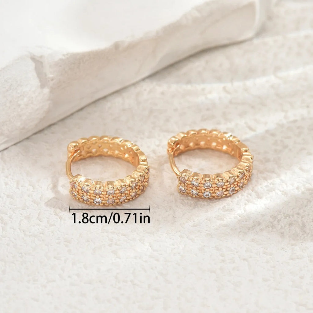 Geometric pattern copper ear studs with round dot ring design in colour DE20288