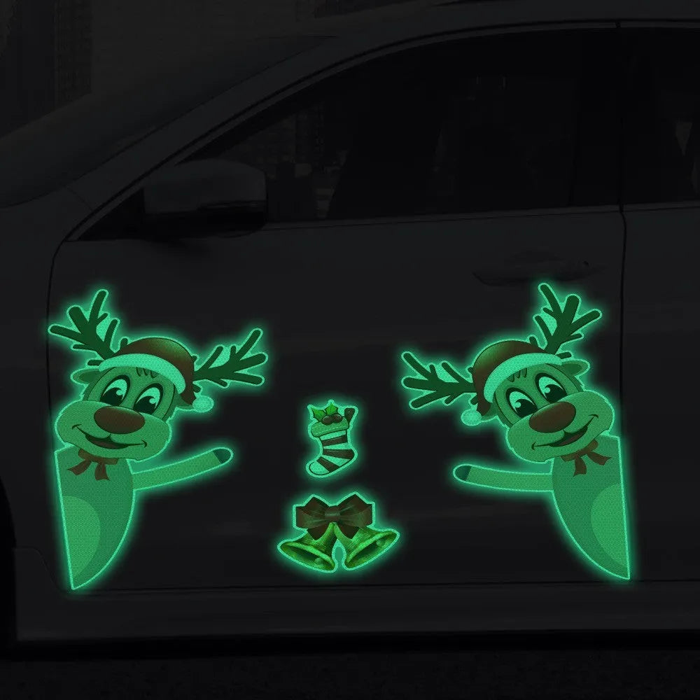 Christmas elk bell magnetic luminous reflective bumper stickers for car decoration in YFC002 colour