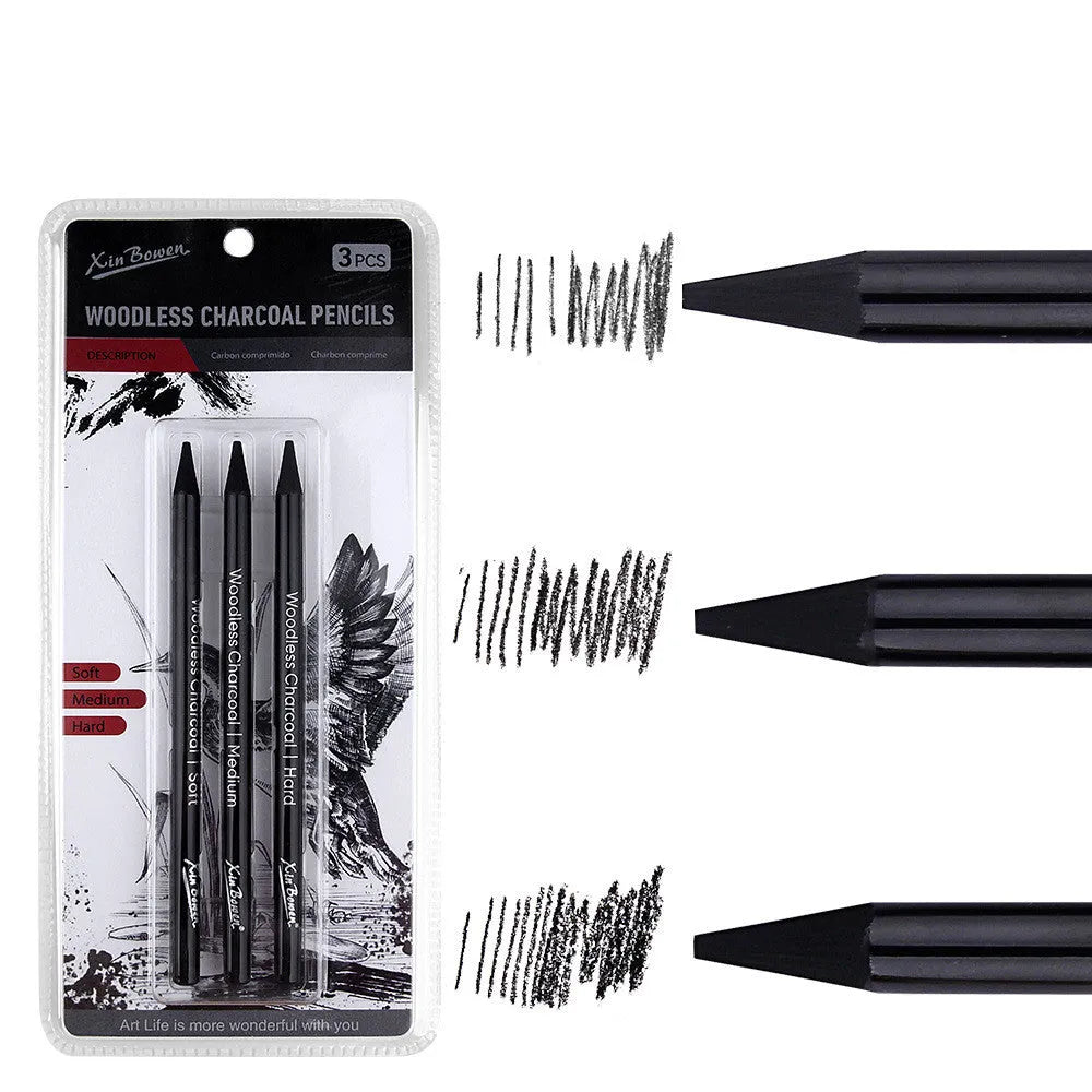 Set of six wood-free graphite sketching pencils in grades HB 2B 4B 6B 8B EE