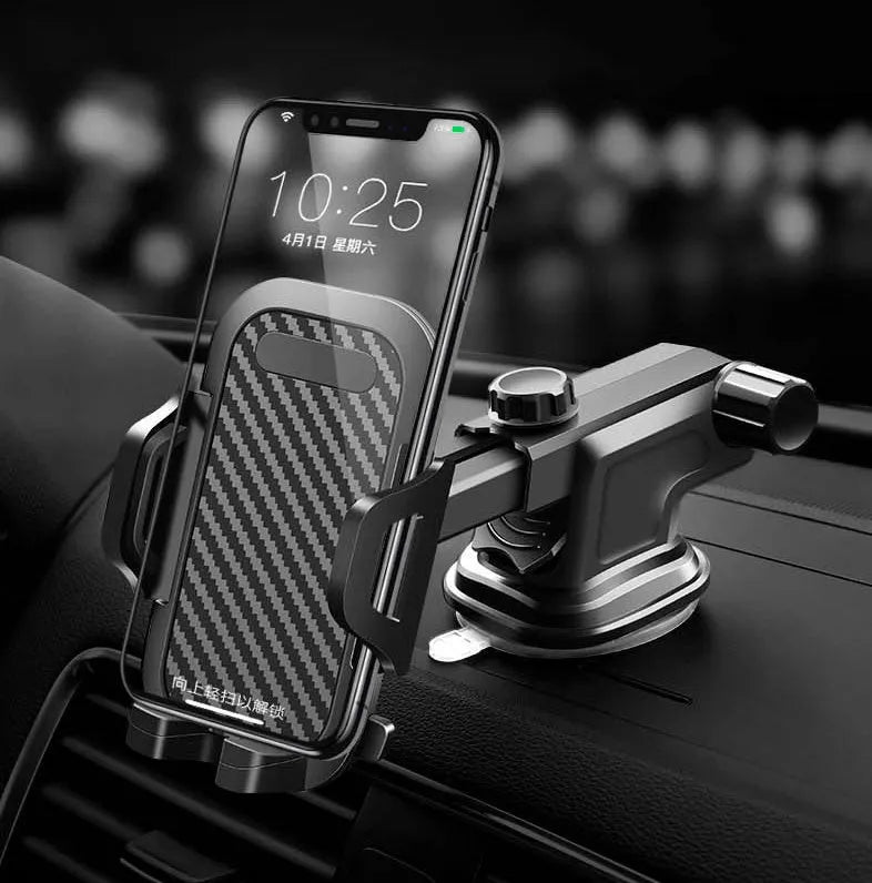 Black ABS EVA car phone holder for mobile phones 4.0 to 7.0 inches in size