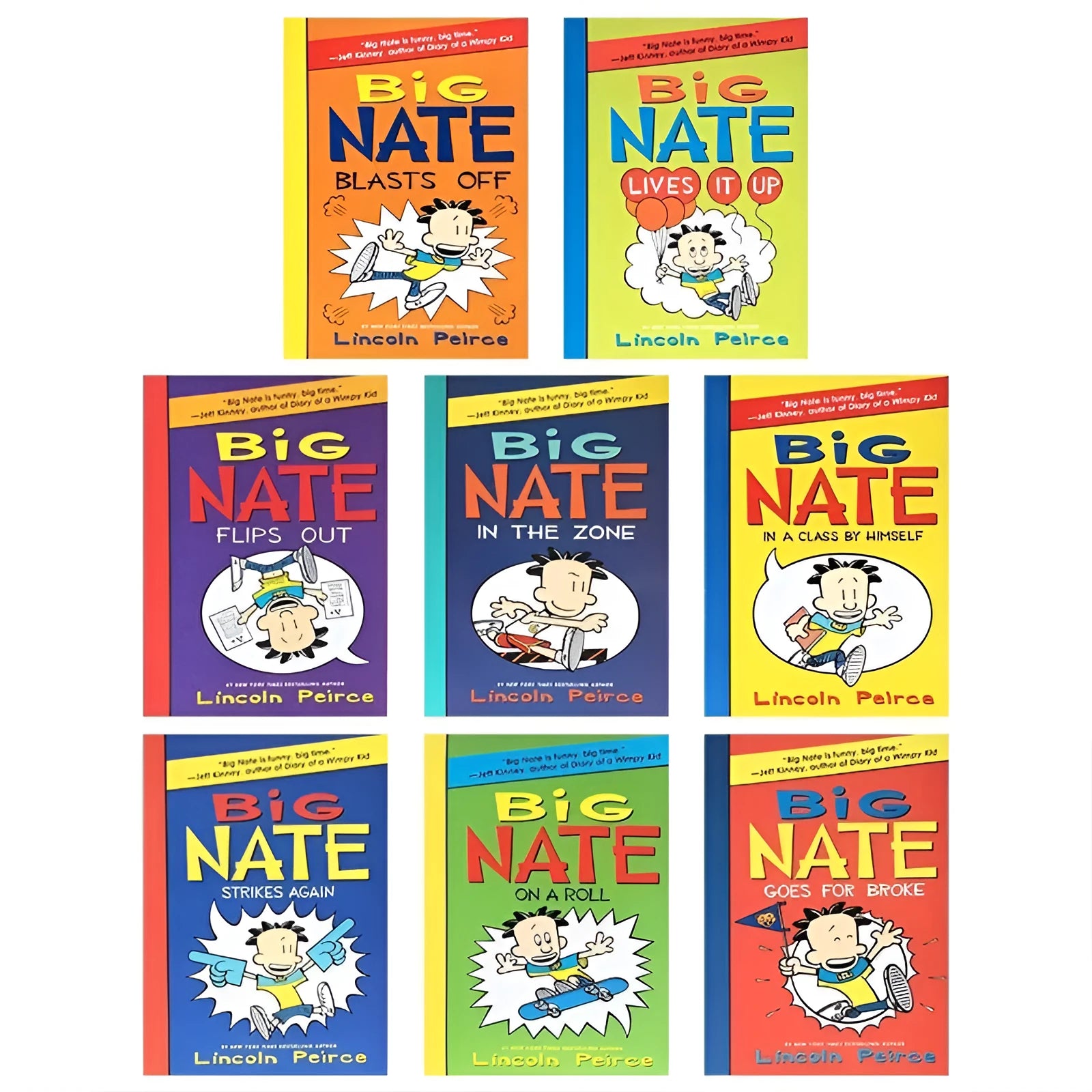 Big Nate 8-book box set collection by Lincoln Peirce with eight paperback volumes in a cardboard slipcase