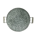 Round European-style wrought iron belt storage tray in two size options.