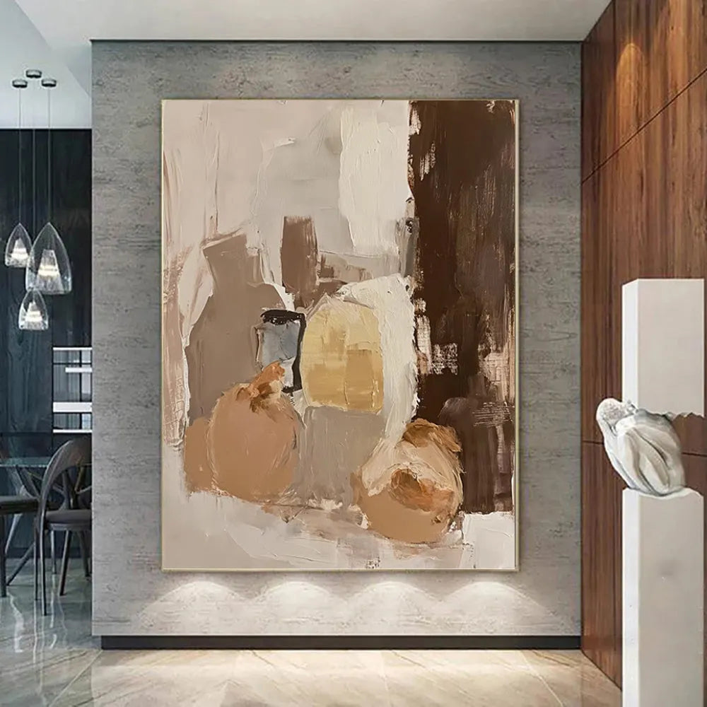 Handmade oil painting on canvas, modern abstract design, frameless and rolled, available in multiple sizes and colours