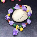 Natural amethyst bead bracelet with fu character elements for women's jewellery