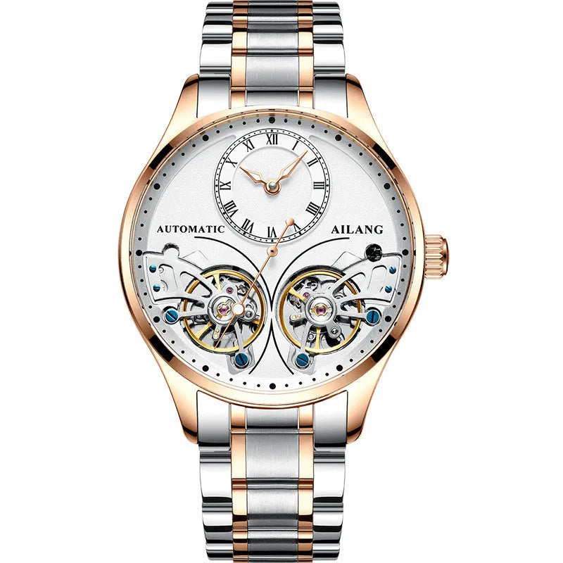 Automatic men's watch with tourbillon and moon phase complications in titanium case
