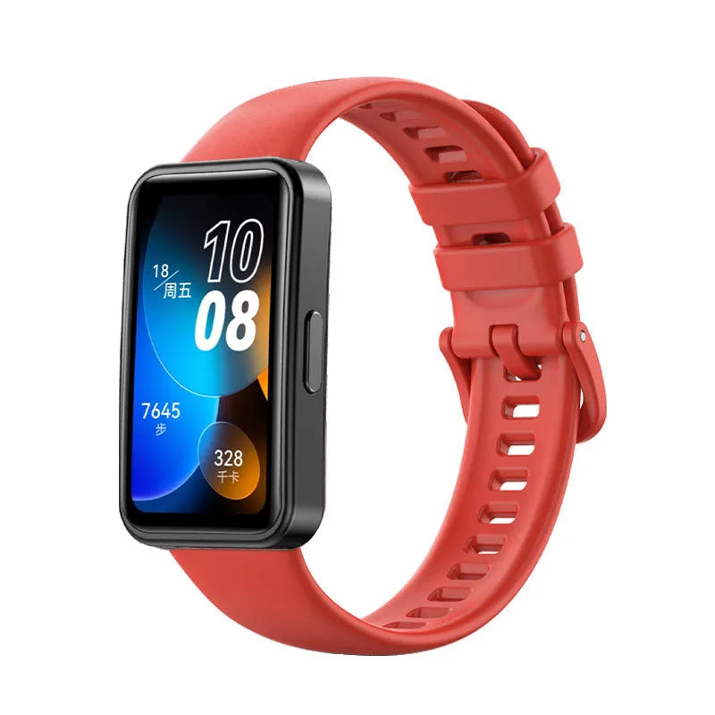 Huawei silicone bracelet watch strap in black, one of eleven colour options