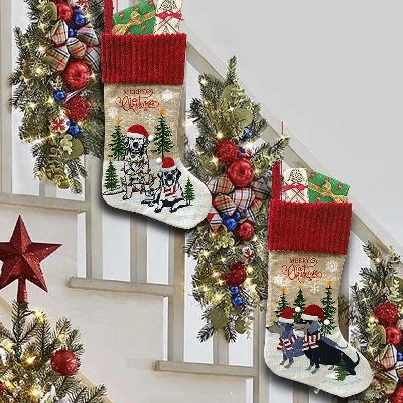 Large cloth Christmas tree pendant ornament in pastoral or American style, measuring 46cm by 28cm.