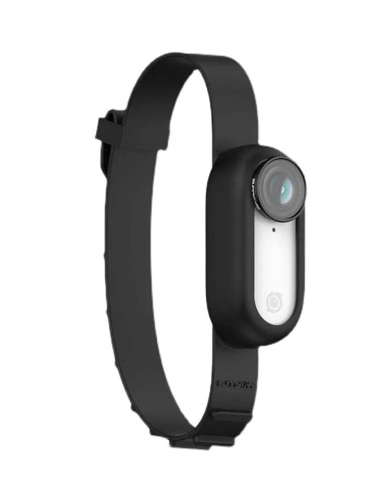 Black silicone pet collar camera for wireless recording on cats and dogs, USB charging.