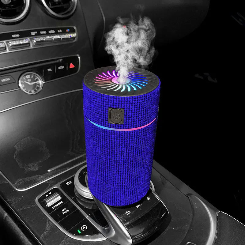 Car mounted air purification humidifier with USB cable in one of seven colour options