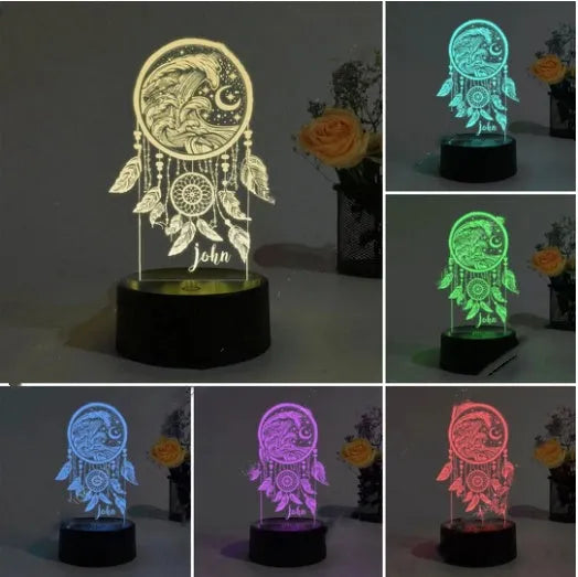 Acrylic dream catcher night light with colourful touch controls and remote operation