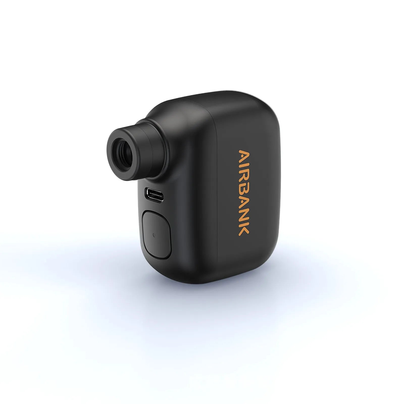 Black mini electric bicycle pump with USB cable and waterproof bag