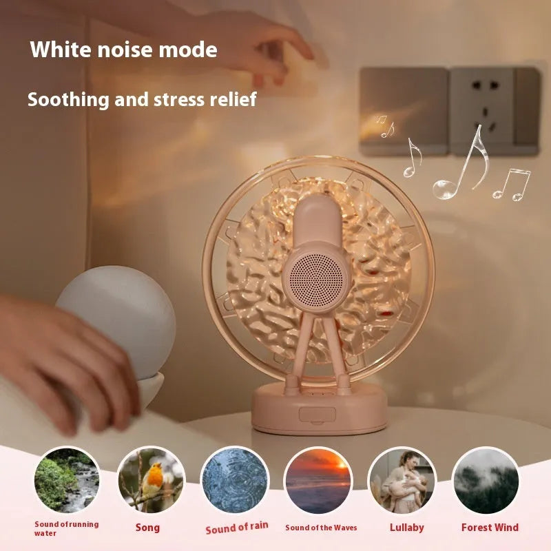 White and pink Ferris wheel design Bluetooth speaker with colourful water ripple LED mood lights