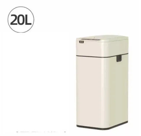 Stainless steel inductive smart ashbin with square shape and touch-free lid.