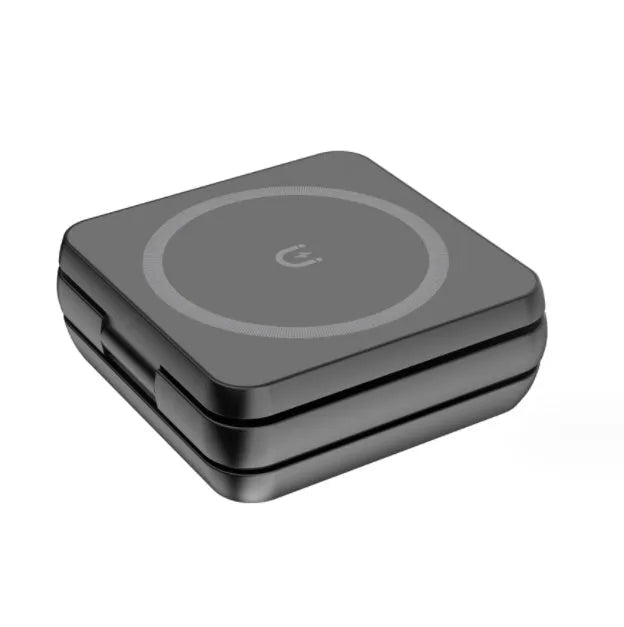 Folding three-in-one wireless charging bracket for Apple Samsung and Google devices with magnetic ring