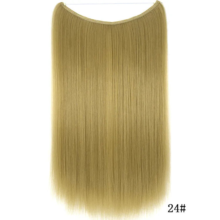 22-inch invisible wire hair extension in silky straight synthetic with no clips for natural volume