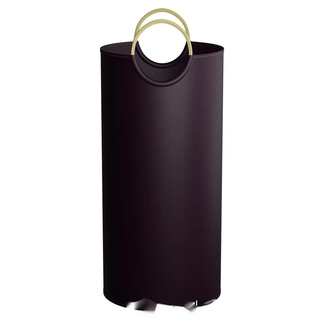Round portable trash can measuring 38x72cm with plastic garbage bag included