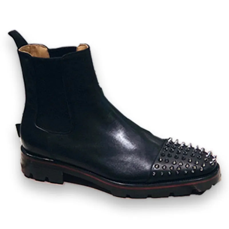 Leather high-top business casual shoes in black and black-orange styles