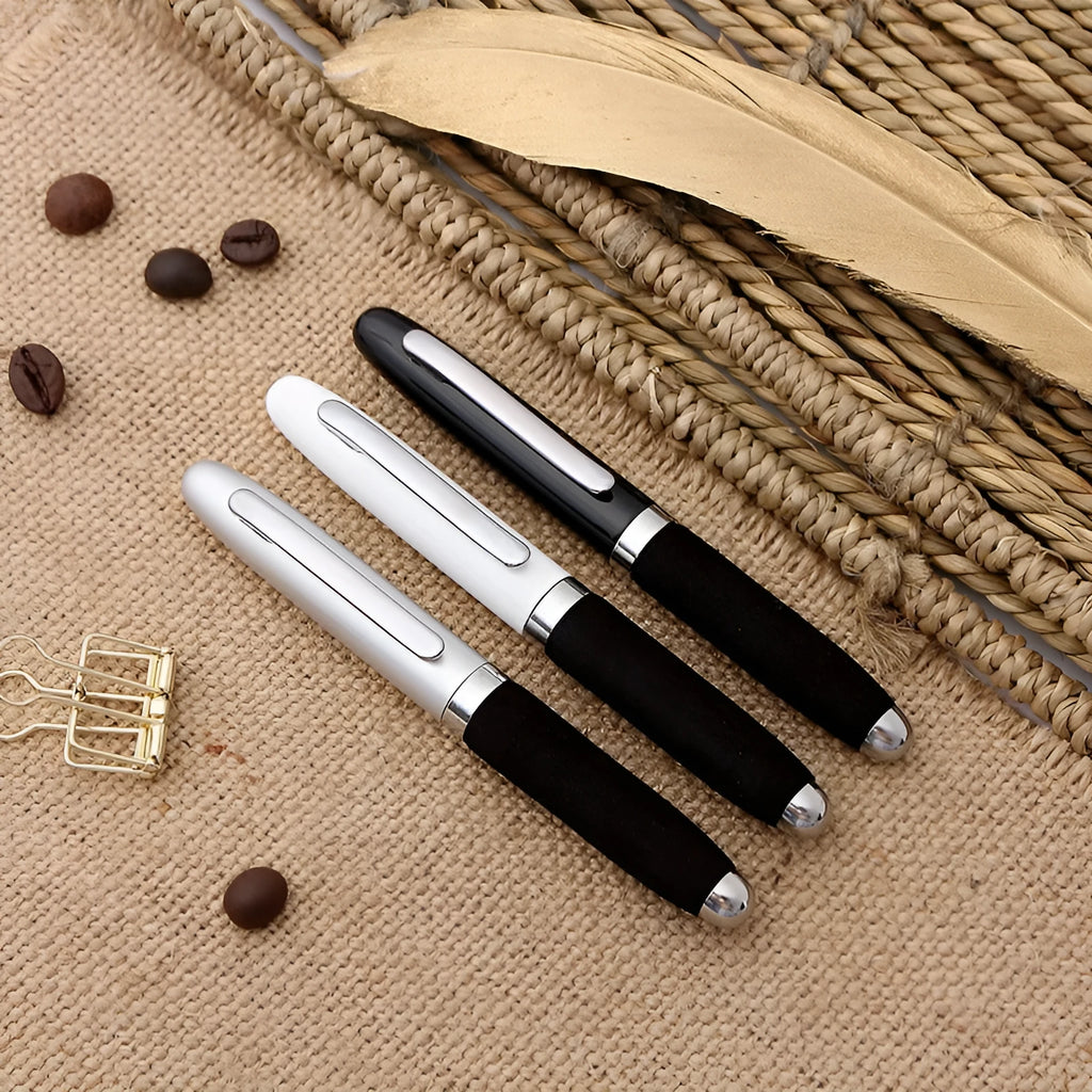 EVA metal cap mini ballpoint pen with 1.0mm tip in compact 112mm size