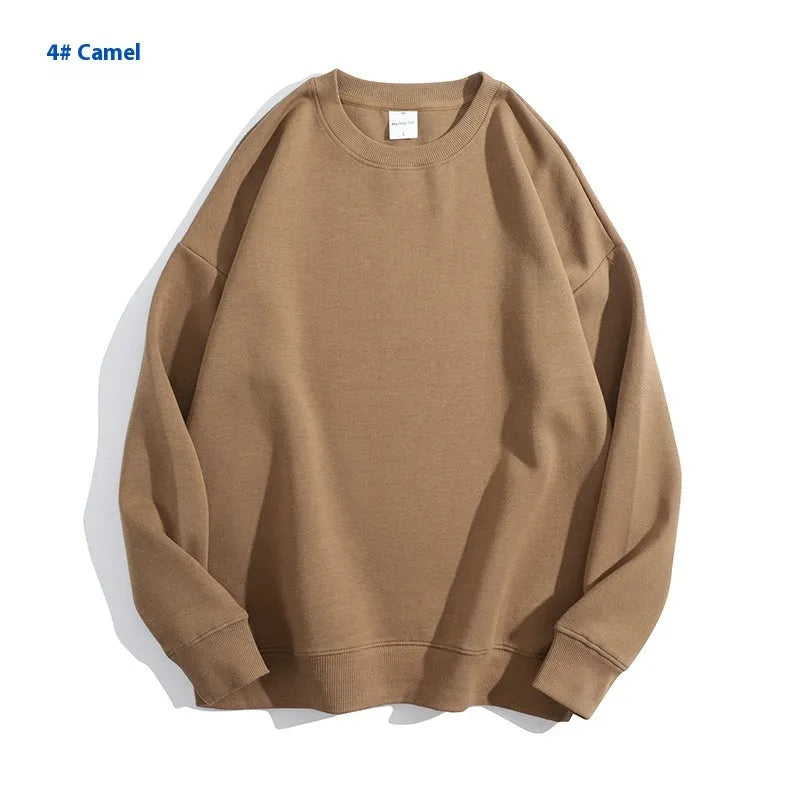 Cotton off shoulder loose pullover sweater in a solid colour with round neck and long sleeves.