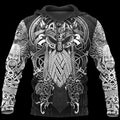 Black Viking Odin 3D tattoo printed hoodie for men and women streetwear unisex sweatshirt